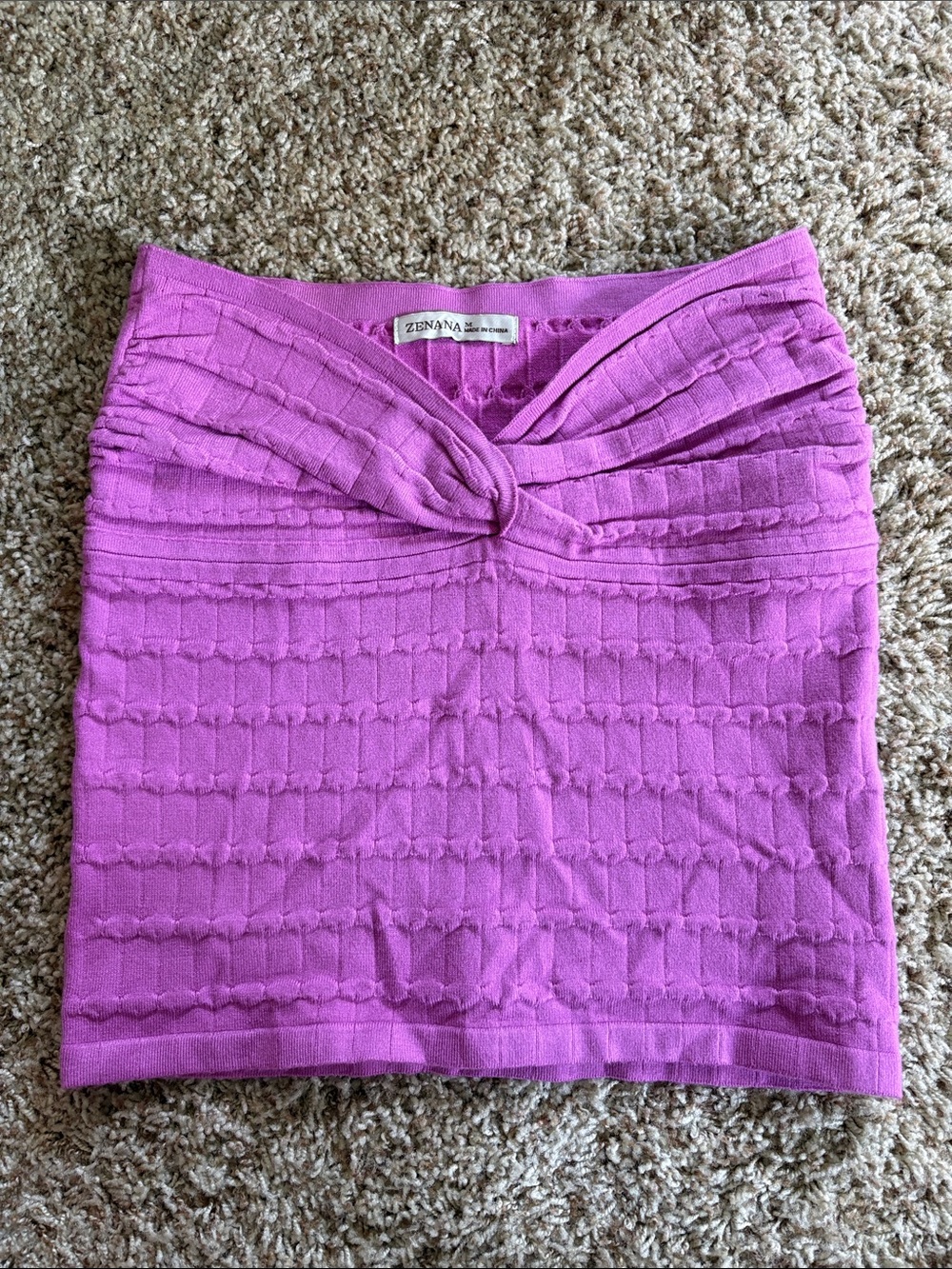 Zenana Outfitters Pink Twist-Front Crop Top